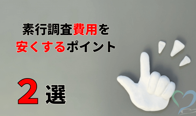 人差し指を立てる手 調査費用を安くするポイント２選の文字