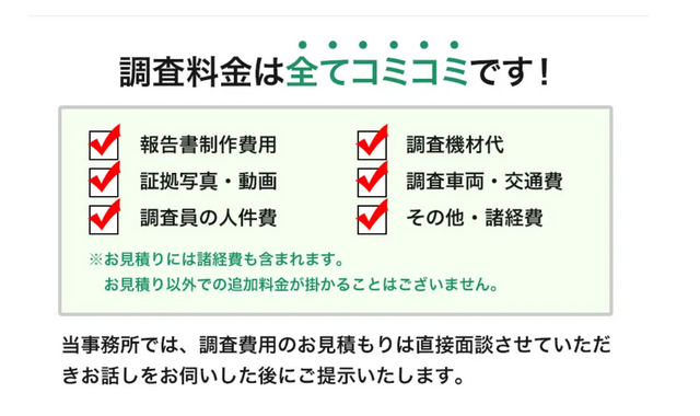 調査料金に含まれるもの