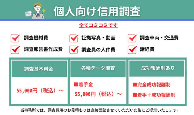 個人向け信用調査料金