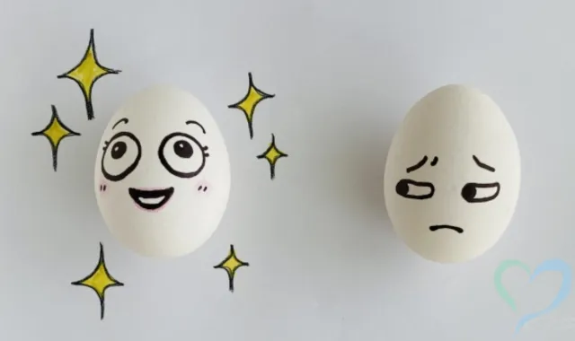 一方だけがキラキラしている男女を模したたまご
